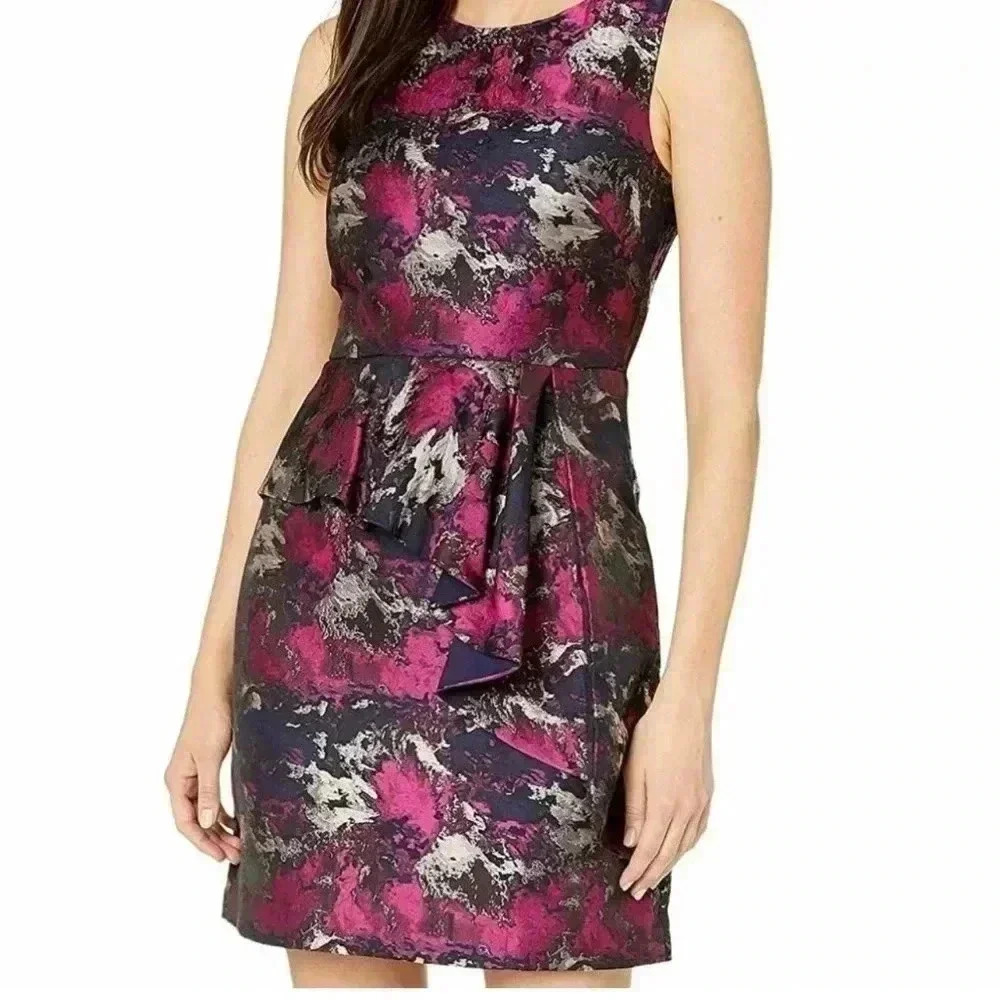 Vince Camuto  Metallic Peplum Jacquard Dress 12P